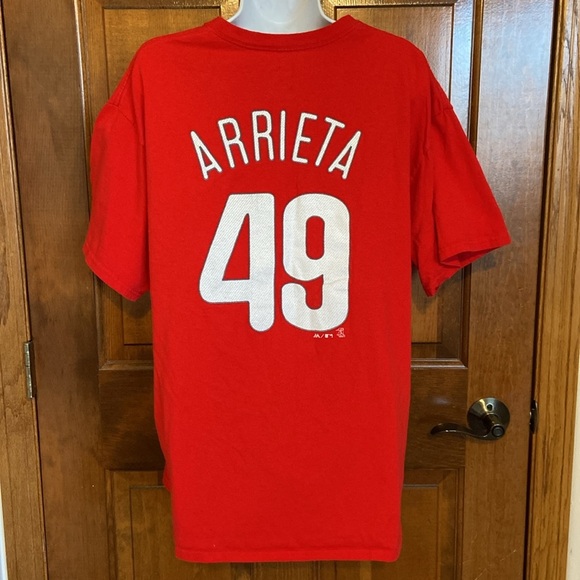 Majestic Baseball Jake Arrieta Philadelphia Phillies MLB T Shirt Size X Large - Picture 1 of 9